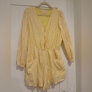 Pink Lily Yellow Gingham Romper